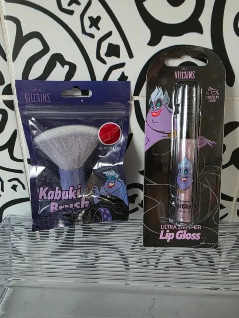 Disney Villains Ursula-themed makeup set Kabuki brush and Ultra Shimmer Lip Glos